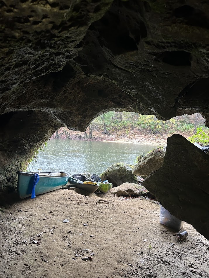 kayak at cave entrace